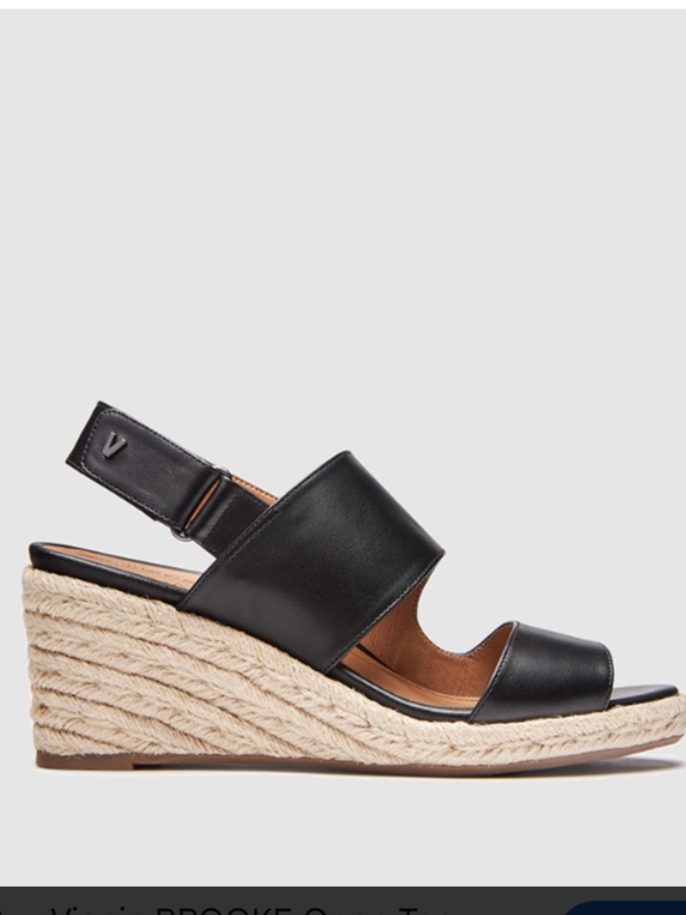 Vionic Black Leather Espadrille Wedge Slingback Sandals